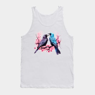 Valentine Kissing Raven Bird Couple Tank Top